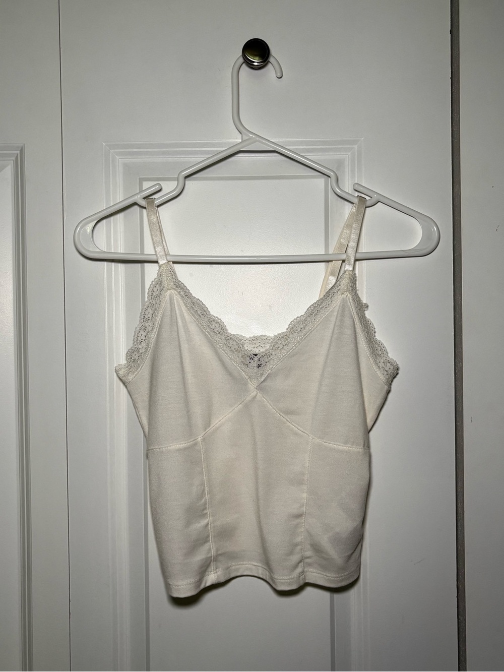 H&M White Lace-Trim Cami Tank Top